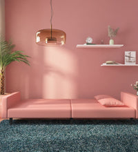 Schlafsofa 2-Sitzer mit 2 Kissen Rosa Samt