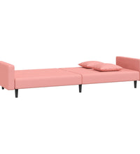 Schlafsofa 2-Sitzer mit 2 Kissen Rosa Samt