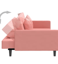 Schlafsofa 2-Sitzer mit 2 Kissen Rosa Samt