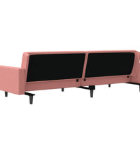 Schlafsofa 2-Sitzer mit 2 Kissen Rosa Samt