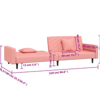Schlafsofa 2-Sitzer mit 2 Kissen Rosa Samt