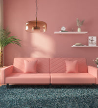 Schlafsofa 2-Sitzer mit 2 Kissen Rosa Samt