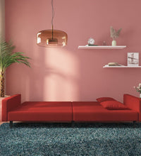 Schlafsofa 2-Sitzer mit 2 Kissen Weinrot Samt