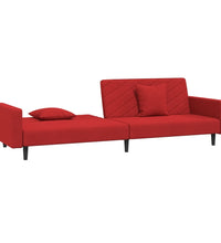 Schlafsofa 2-Sitzer mit 2 Kissen Weinrot Samt