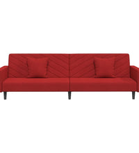 Schlafsofa 2-Sitzer mit 2 Kissen Weinrot Samt