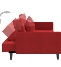 Schlafsofa 2-Sitzer mit 2 Kissen Weinrot Samt