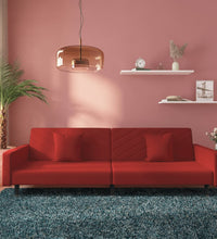 Schlafsofa 2-Sitzer mit 2 Kissen Weinrot Samt