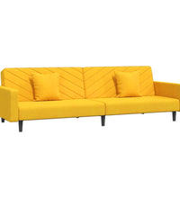 Schlafsofa 2-Sitzer mit 2 Kissen Gelb Samt
