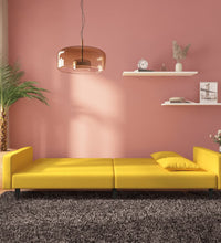 Schlafsofa 2-Sitzer mit 2 Kissen Gelb Samt