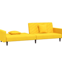 Schlafsofa 2-Sitzer mit 2 Kissen Gelb Samt
