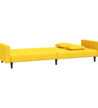 Schlafsofa 2-Sitzer mit 2 Kissen Gelb Samt