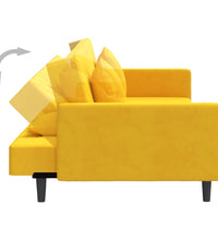 Schlafsofa 2-Sitzer mit 2 Kissen Gelb Samt