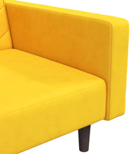 Schlafsofa 2-Sitzer mit 2 Kissen Gelb Samt
