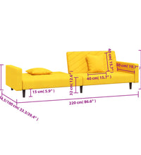 Schlafsofa 2-Sitzer mit 2 Kissen Gelb Samt
