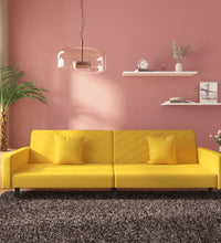 Schlafsofa 2-Sitzer mit 2 Kissen Gelb Samt