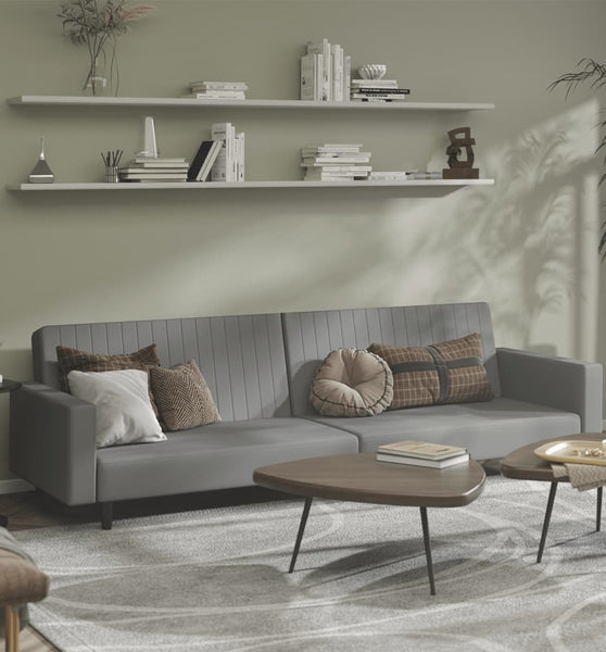 Schlafsofa 2-Sitzer Hellgrau Samt