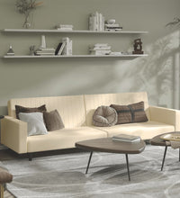 Schlafsofa 2-Sitzer Creme Samt