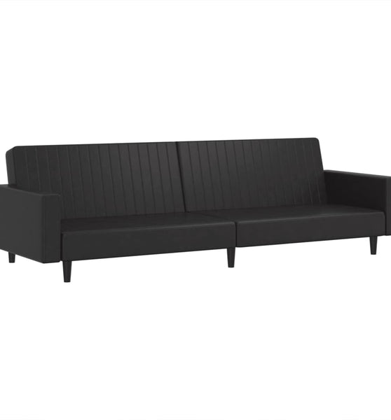 Schlafsofa 2-Sitzer Schwarz Kunstleder