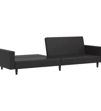 Schlafsofa 2-Sitzer Schwarz Kunstleder