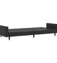 Schlafsofa 2-Sitzer Schwarz Kunstleder