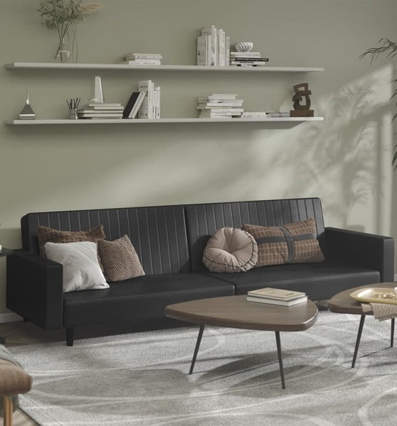 Schlafsofa 2-Sitzer Schwarz Kunstleder