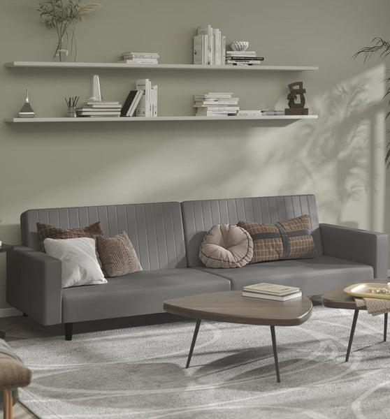 Schlafsofa 2-Sitzer Grau Kunstleder