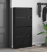 Schuhschrank mit 4 Klappen Schwarz 80x21x163,5 cm