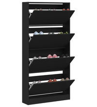 Schuhschrank mit 4 Klappen Schwarz 80x21x163,5 cm