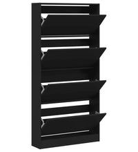 Schuhschrank mit 4 Klappen Schwarz 80x21x163,5 cm