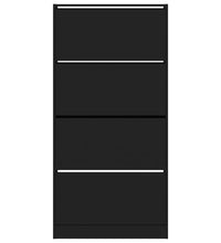 Schuhschrank mit 4 Klappen Schwarz 80x21x163,5 cm