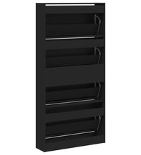 Schuhschrank mit 4 Klappen Schwarz 80x21x163,5 cm