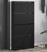 Schuhschrank mit 4 Klappen Schwarz 80x21x163,5 cm