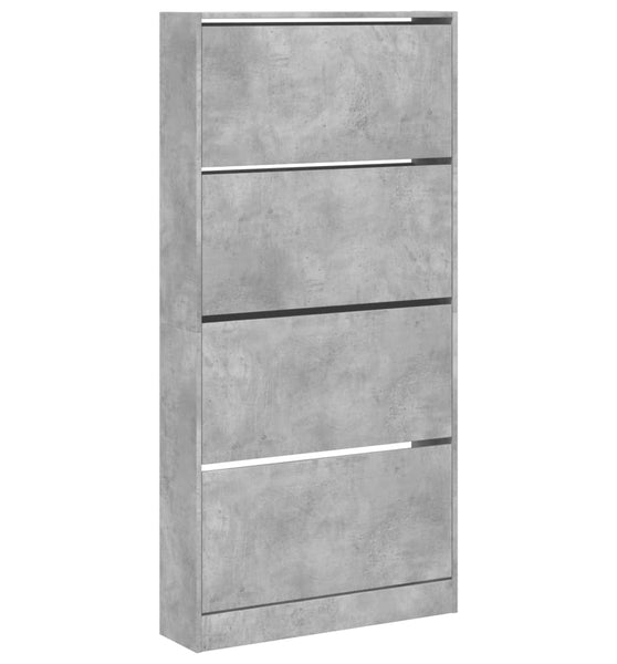 Schuhschrank mit 4 Klappen Betongrau 80x21x163,5 cm