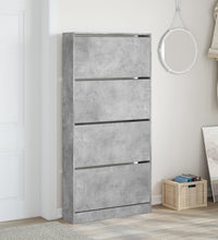 Schuhschrank mit 4 Klappen Betongrau 80x21x163,5 cm