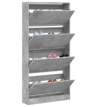 Schuhschrank mit 4 Klappen Betongrau 80x21x163,5 cm