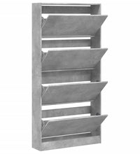 Schuhschrank mit 4 Klappen Betongrau 80x21x163,5 cm