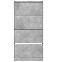 Schuhschrank mit 4 Klappen Betongrau 80x21x163,5 cm