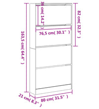 Schuhschrank mit 4 Klappen Betongrau 80x21x163,5 cm