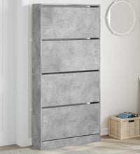 Schuhschrank mit 4 Klappen Betongrau 80x21x163,5 cm