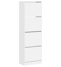 Schuhschrank mit 4 Klappen Weiß 60x34x187,5 cm