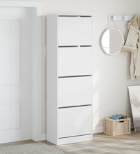 Schuhschrank mit 4 Klappen Weiß 60x34x187,5 cm