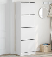 Schuhschrank mit 4 Klappen Weiß 60x34x187,5 cm