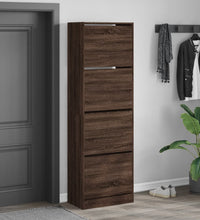 Schuhschrank mit 4 Klappen Braun Eiche-Optik 60x34x187,5 cm