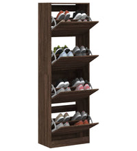 Schuhschrank mit 4 Klappen Braun Eiche-Optik 60x34x187,5 cm