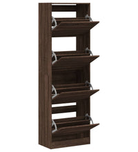 Schuhschrank mit 4 Klappen Braun Eiche-Optik 60x34x187,5 cm