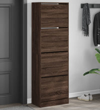 Schuhschrank mit 4 Klappen Braun Eiche-Optik 60x34x187,5 cm