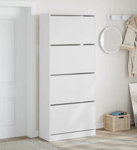 Schuhschrank mit 4 Klappen Weiß 80x34x187,5 cm