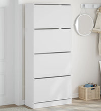 Schuhschrank mit 4 Klappen Weiß 80x34x187,5 cm