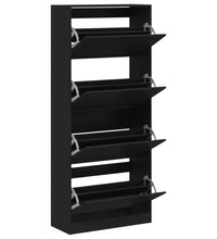 Schuhschrank mit 4 Klappen Schwarz 80x34x187,5 cm