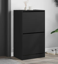 Schuhschrank mit 2 Klappen Schwarz 60x42x108 cm